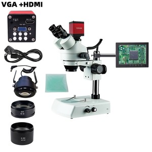Zoom 3.5- 90x HD kamera trinoküler Stereo mikroskop 10.1-inç LCD dijital VGA H-D-M-I kamera 2X 0.5X objektif Lens LED ışık - Product Image 1