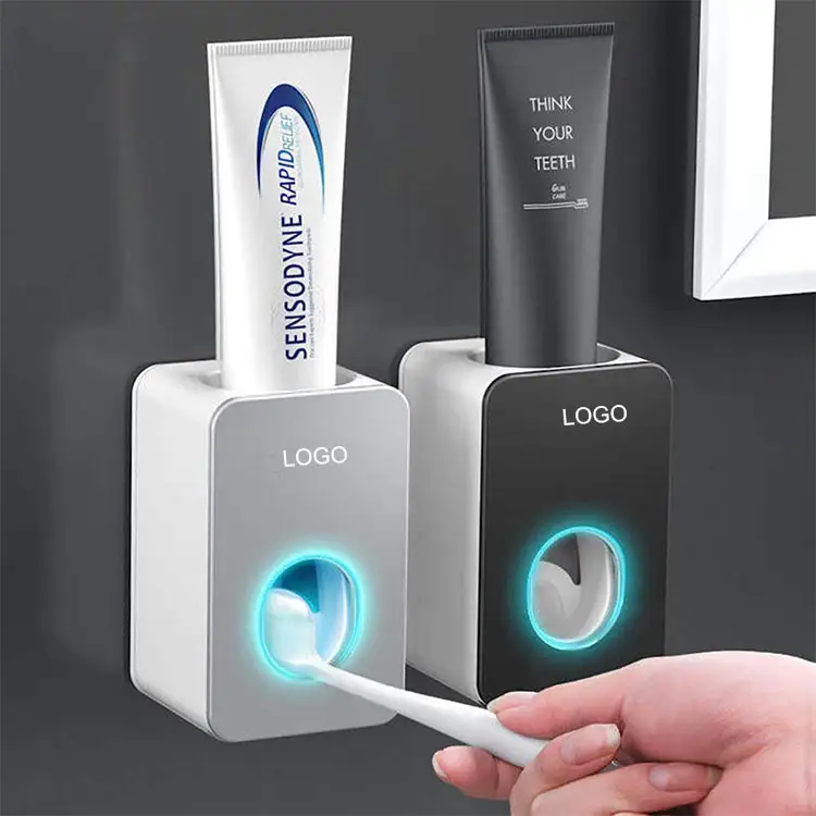 OEM & ODM-dispensador automático de pasta de dientes, dispositivo rectangular de 11x7x6cm, desinfección automática, color gris y negro