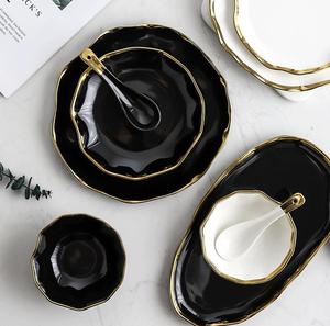 Golden Edge Factory Direct Wholesale Modern Chic Smooth Ceramic Reusable Dinner <strong>Table</strong> <strong>Set</strong> - Product Image 6