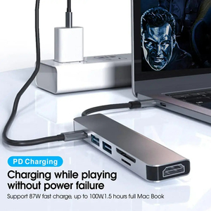 2025 yeni akıllı taşınabilir özel Multiport adaptörü hdlaptop tip-c hub Hdtv Ethernet ile 6 in 1 DockIing istasyonu dizüstü PC için - Product Image 5