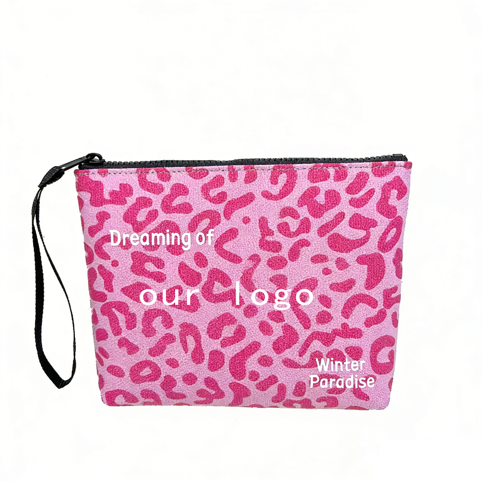 Leopard print pink clutch bag