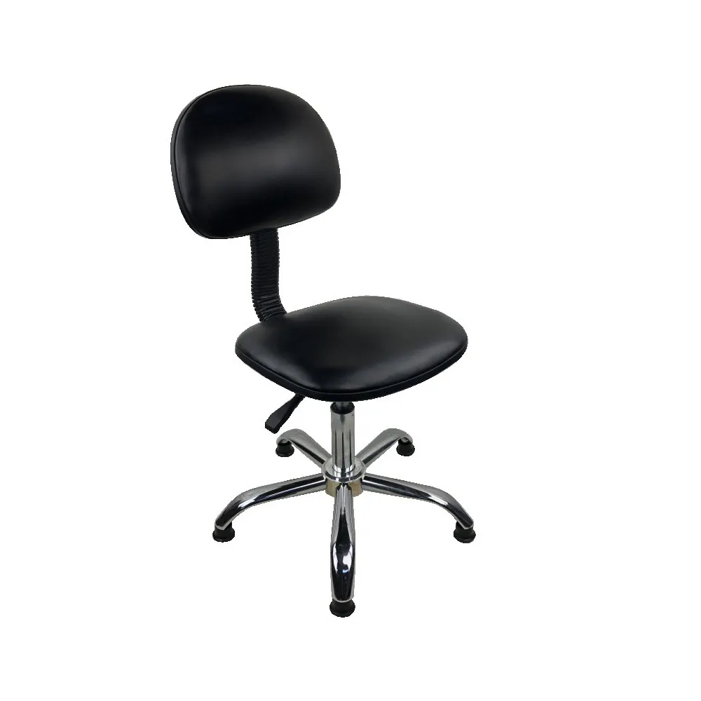 QXR-asiento giratorio de cuero PU, antiestático, ajustable, cromado, pierna, industrial, ESD, silla de oficina