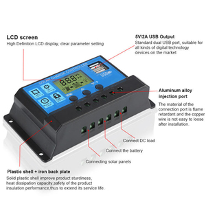 RY 60A Solar regler 12V 24V Auto PWM Laderegler mit eingebautem LCD-Display und doppeltem USB 5V Port DUAL für den Heimgebrauch - Product Image 2
