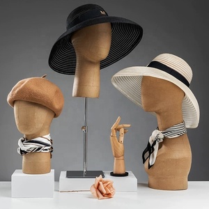 Bán buôn hat khăn hiển thị đầu người giả cổ điển kraft giấy thực tế Tóc Giả hiển thị mannequin đầu cho kính mát hiển thị - Product Image 1