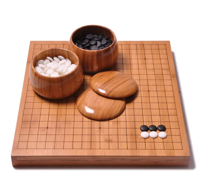 Go weiqi jogo de tabuleiro de bambu inclui potes e pedras