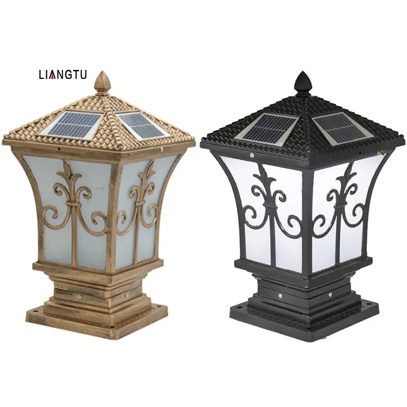 Iluminação de alta qualidade, à prova d' água, para áreas externas, para vila, cerca de jardim, coluna, lâmpada antiga, luzes solares, vitoriana