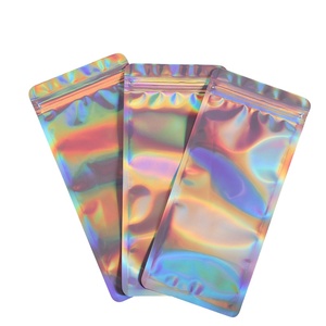 Trong Suốt Rõ Ràng Phía Trước Bạc Backed Holographic Nhôm Foil Shiny Zip Khóa Bao Bì Trang Điểm Mỹ Phẩm Mylar Bag Với Zipper - Product Image 1