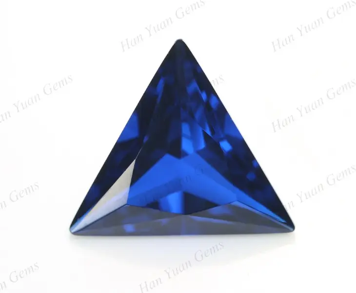 Venta al por mayor de zafiro azul suelto sintético 113 # piedra de espinela de corte triangular para accesorios de joyería DIY