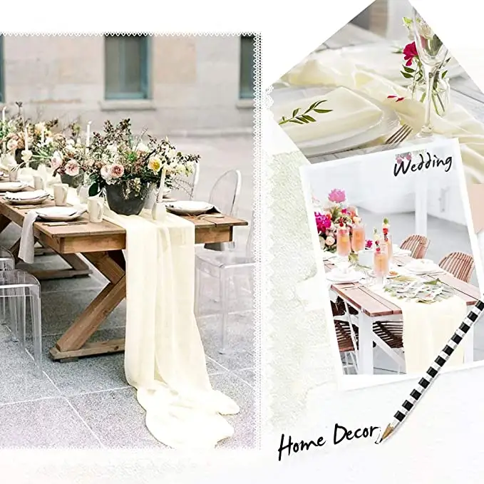 10ft Ivory Chiffon Table Runner 27x120 Inches Romantic Wedding Runner Sheer Bridal Party Decorations