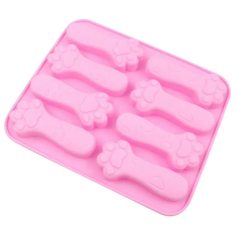 Vente chaude nouveau design 8 cavité ours chien patte chat patte en forme de silicone moule bébé dent silicone chocolat bébé nourriture outils