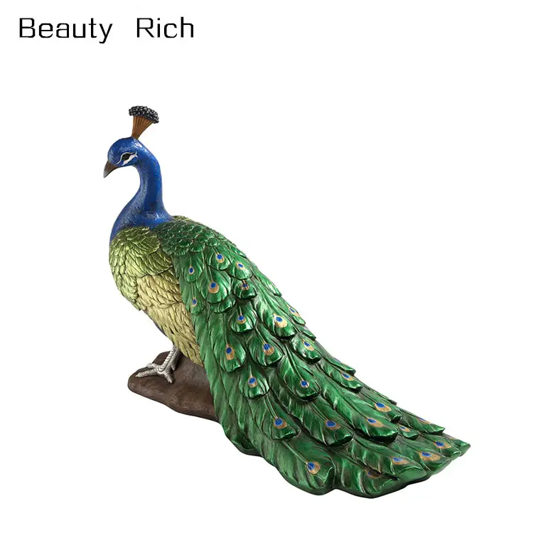 Regal Peacock Garden Bird Statue, Large, 34 Inch, Polyresin, Full Color