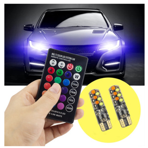 T10 W5w RGB <strong>LED</strong> 12SMD COB Multi-color Width Indicator Light with Remote Control Wedge Reading Light Flashing/flickering