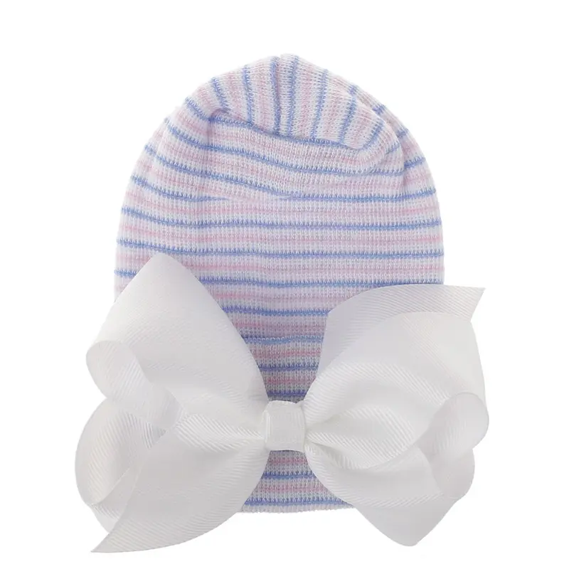 Original nouveau-né nouveau-né bébé coton chapeau doux unisexe bébé personnalisé imprimé noeud noeud casquette conçu bébé personnalisé