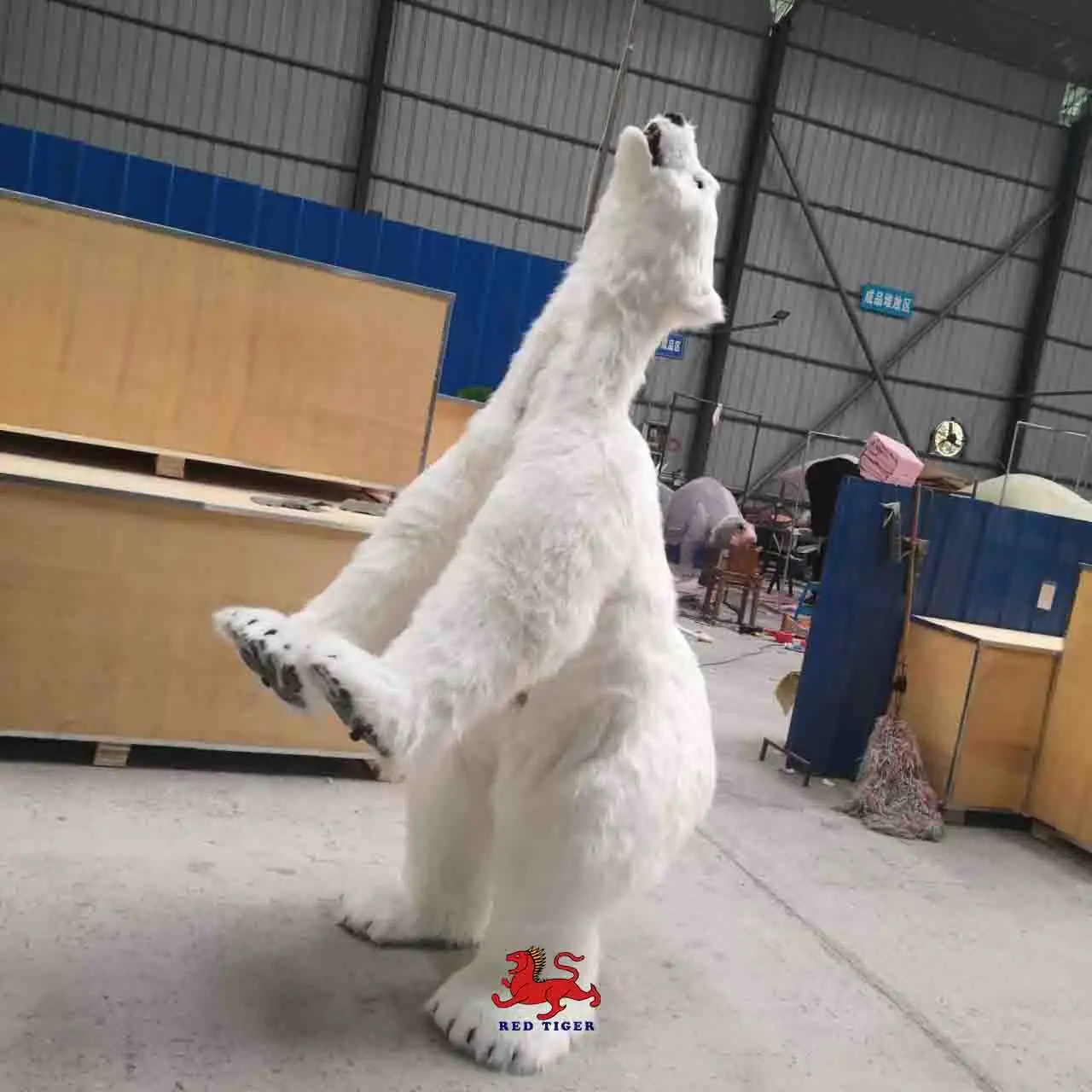 Kostum beruang kutub simulasi realistis untuk taman hiburan/pertunjukan