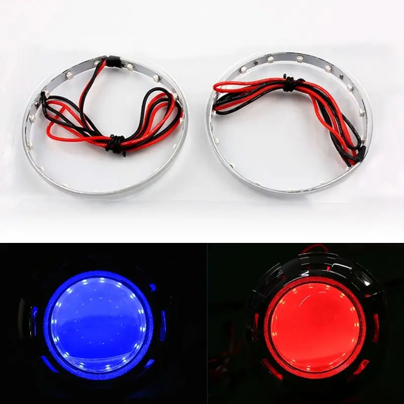 360 degrés LED RGB APP Bluetooth Devil Demon Eyes voiture moto 2.5 3.0 pouces projecteur Lenscar Angel Eye DRL accessoires de voiture