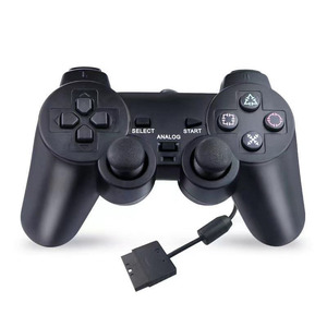 PS2デュアルジョイスティックゲームパッド用透明カラフル有線コントローラPS2コントローラ用クリアカラフル