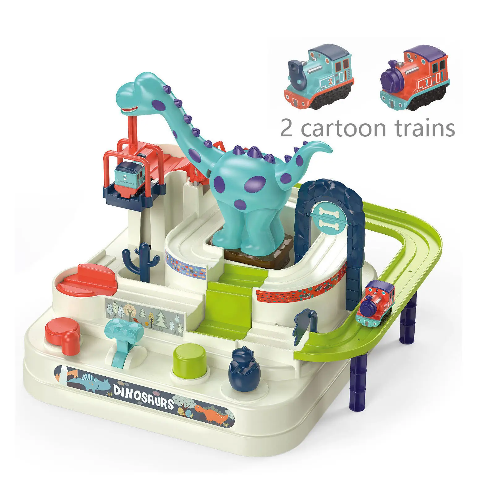 Trem Race Track Play Set, Criança Dinossauro Rampa Veículo Brinquedos, Carro Aventura Indoor Game, Aprendizagem educacional
