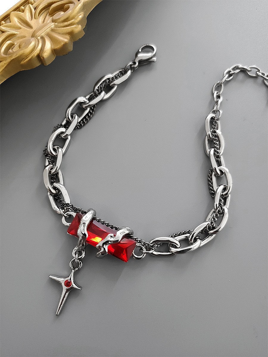 Bracelet enroulé en diamant bleu rouge 13