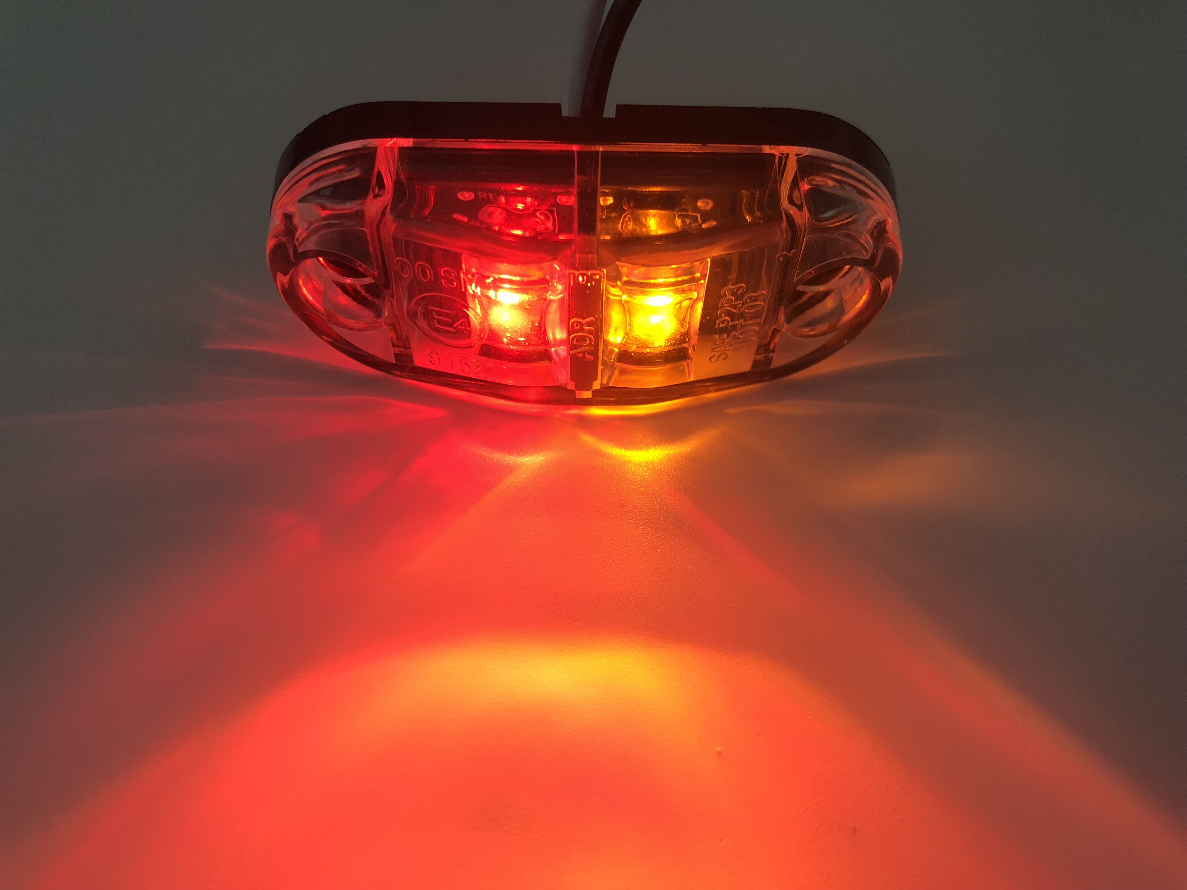 LEDs ambre et rouge + lentille transparente