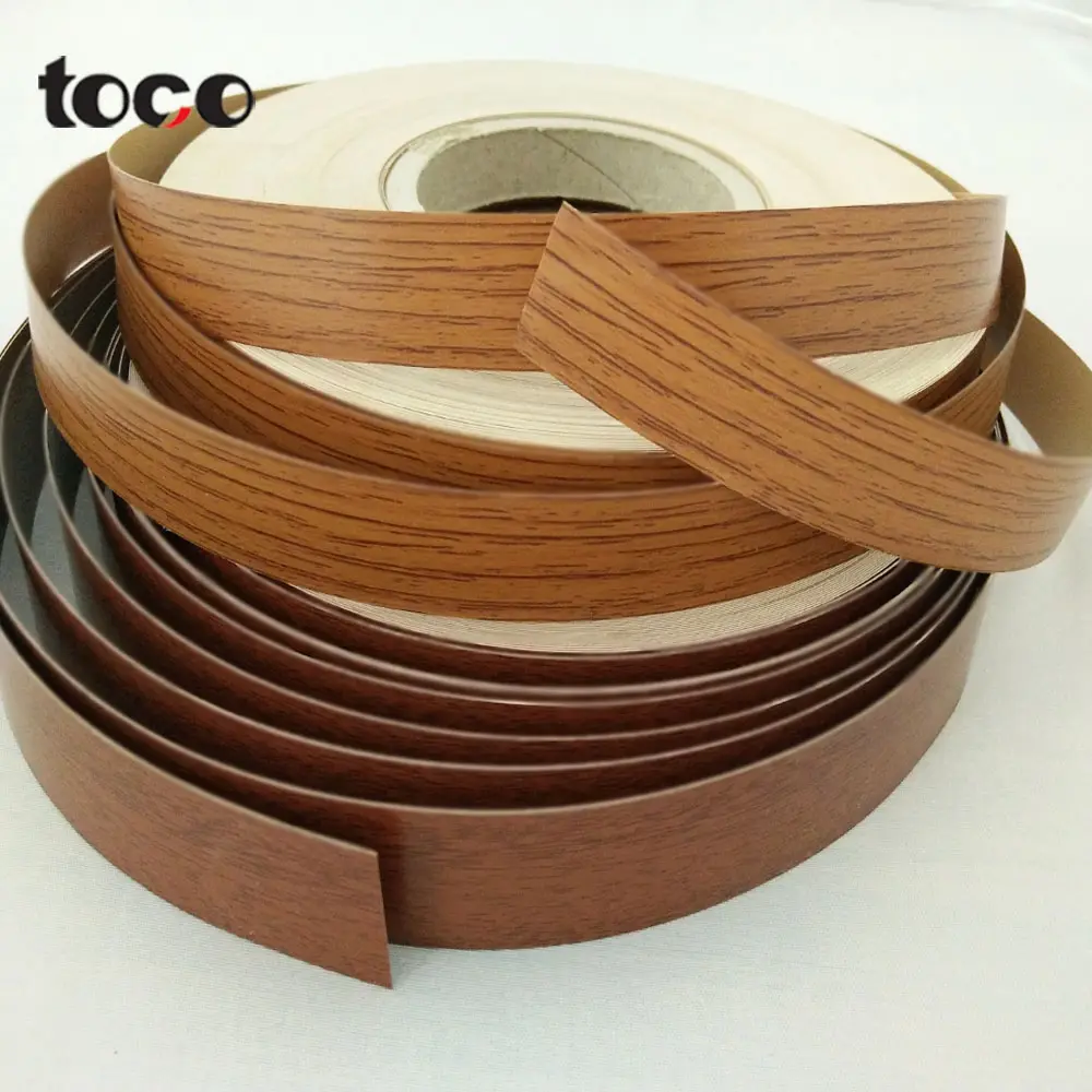 Toco Applying Bamboo Veneer Brushed Aluminum Black Birch Color Laminate Pvc Bicolor Abinet Edge Banding Material Tapes