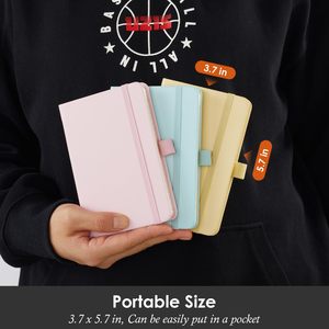 迷你口袋尺寸笔记本日记本笔女式粉色黄色天蓝色记事本口袋记事本 - Product Image 6