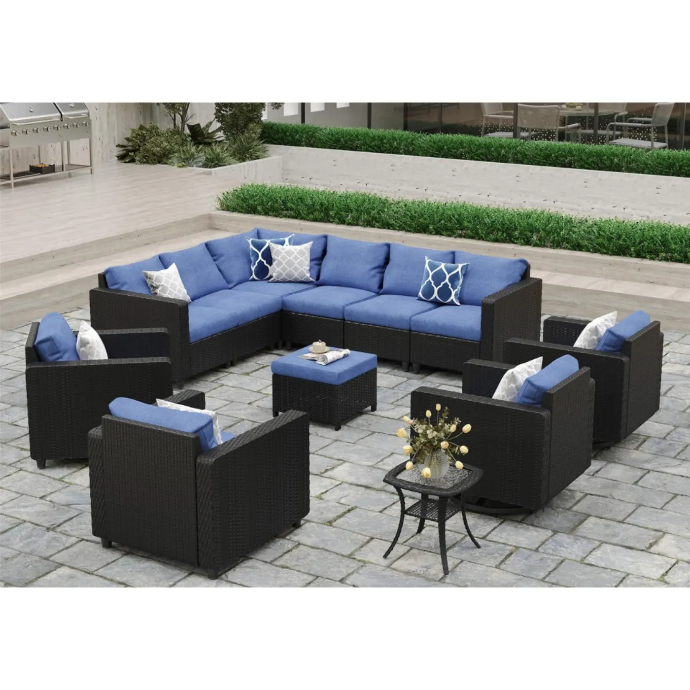 Best Seller Outdoor Conversational Furniture Set Wicker Sectional Sofas Patio Rattan Set