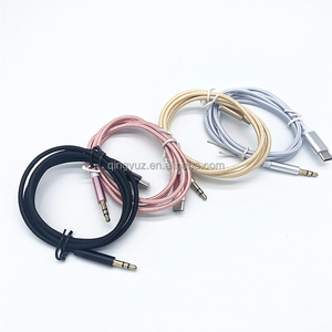 批发尼龙编织Aux线iPhone 3.5毫米USB C型Aux电缆音频卡贝尔辅助适配器