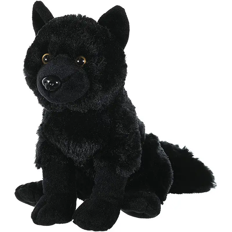 New Wholesale Shiny Dark Black Hund Kuscheltier Hund sitzen Plüsch tier