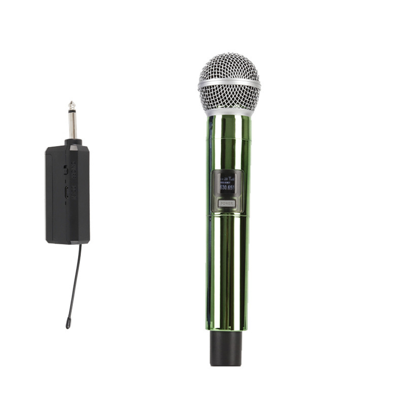 Vibrant electroplated green wireless microphone, one-to-one