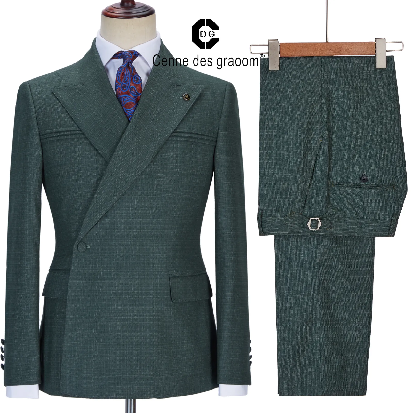 Cenne देस Graoom पुरुषों के सूट एक बटन डबल छाती ग्रीन दर्जी से बनाया रंगीन जाकेट पैंट व्यापार पार्टी शादी Terno masculino