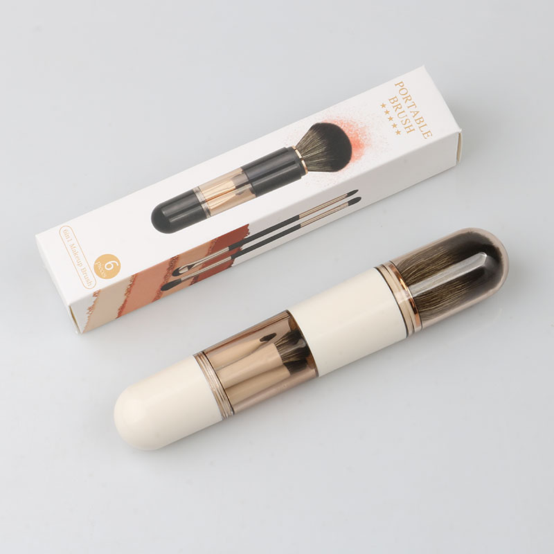 6-in-1 portable makeup brush-apricot box packaging