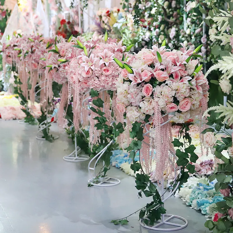 Boule de fleurs artificielles très bon marché boules de fleurs blanches pour la décoration de table de mariage Fleurs pour la décoration