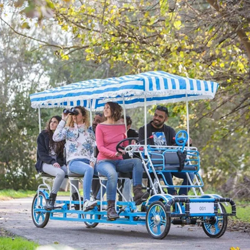Bicicleta de 4 ruedas para 4 personas/6 personas, bici de turismo con tela de lona, con pedal