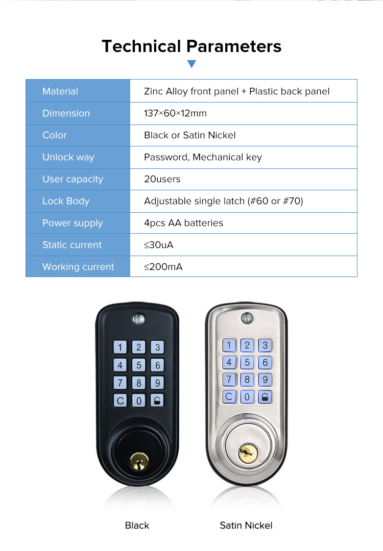 Automatic Deadbolt Security Access Mechanical Keyless Magnetic Door Lock Electronic Smart Lock