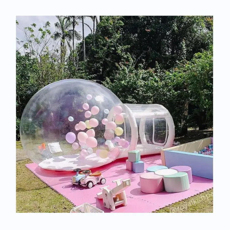 Puente de fiesta para niños carpa de burbujas enorme Peppa equipo de juegos al aire libre para niños espectáculo de Casa de burbujas inflable de moda, aire