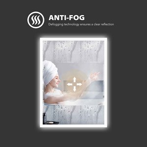 Sensore intelligente Touch Screen di controllo Anti nebbia 600mm senza cornice con luci a parete in acrilico retroilluminato specchio da bagno