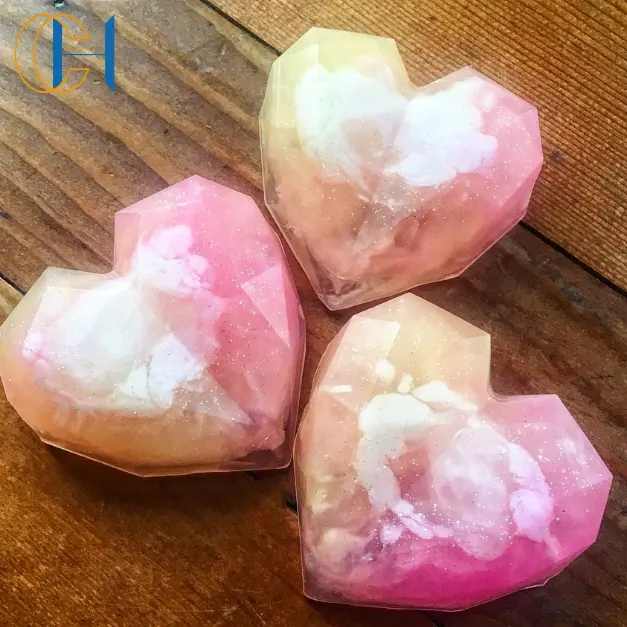C & H Suave Cuidado DE LA PIEL Amor Rosa Forma de corazón Cajas de jabón hechas a mano Jabón de cristal Jabón orgánico