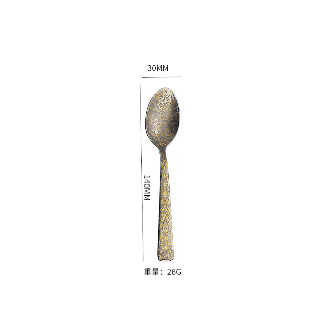 Cuchara de postre (piedra pulida y dorada)