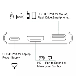 High Performance Aluminum <strong>Type</strong> <strong>c</strong> <strong>Usb</strong> <strong>3.1</strong> to USB3.0/ hd /<strong>type</strong> <strong>c</strong> 3in 1 <strong>Adapter</strong> for Sale - Product Image 5