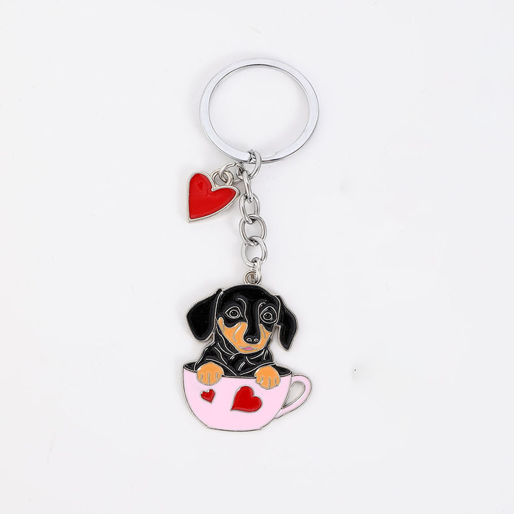 Tasse à thé saucisse noire + coeur rouge