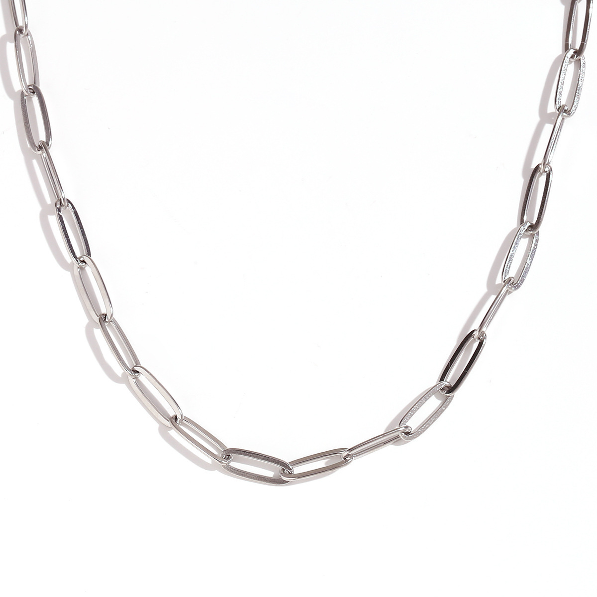 4.4mm paper clip chain-Silver-80cm+10cm