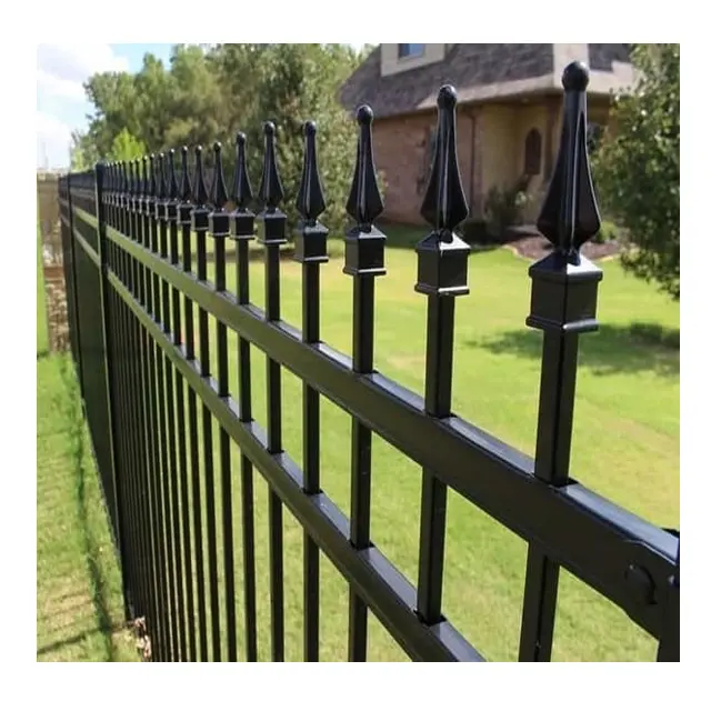 Wholesale residential 6ftx8ft black decorative wrought iron fence