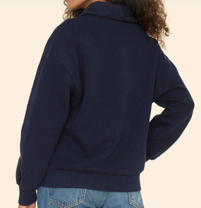 Popüler kadınlar boy Fit Polo Tops düğme V boyun polar kazak özel Logo baskı nakış düz renk kadın kazak