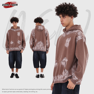 Mùa Thu Cổ Điển Nặng 400gsm Rửa Áo Đất Hoang Graffiti Sơn Phun Lỏng Lông Cừu Áo Thun Trùm Mũ Trùm Cho Nam Giới - Product Image 3