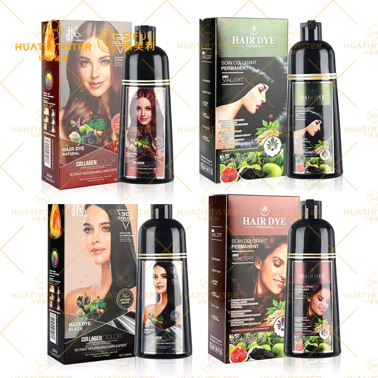 Champú Herbal para tinte de pelo, para uso doméstico, Color negro, marrón oscuro, rápido, permanente