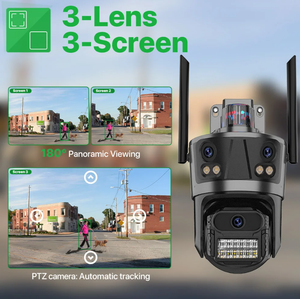 户外IP Camara 3屏幕安全闭路电视8mp自动跟踪摄像机监控三镜头网络摄像机闭路电视无线ICSEE - Product Image 2