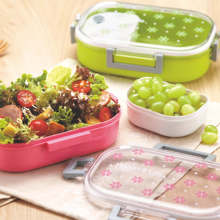 Blue, green, and pink mixed packaging