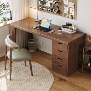 Escritorio de ordenador de dos asientos de madera maciza Simple moderno, mesa de estudio larga duradera para el hogar, dormitorio, oficina, escritorio de escritura doble extensible - Product Image 2