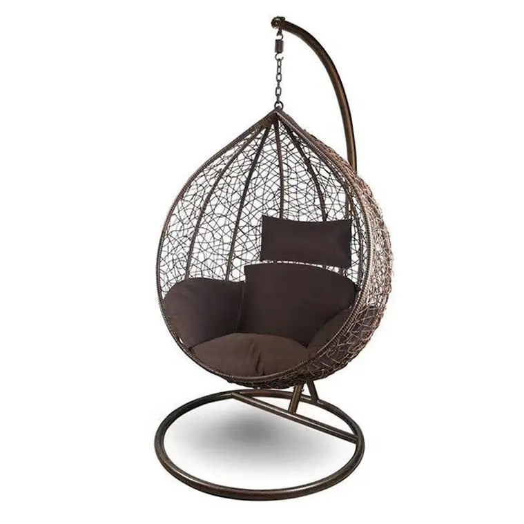 Metal Hanging Chair Patio Swings Outdoor Swing Canopy Big Size Dimension Basket Cushion Seat Rattan Double Wicker