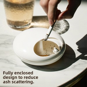 Anya Moderne Luxe Ronde Dubbele Melamine Winddichte Asbak Roterende Rookloze Sigarenhouder Deksel Thuis Kantoor Buitenshuis Gebruik - Product Image 3